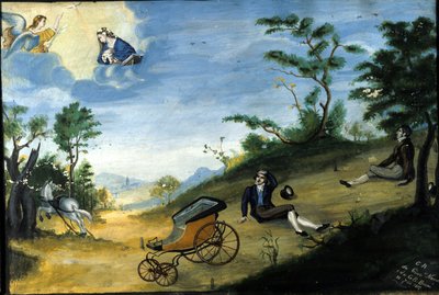 حادث النقل. Ex voto of 1827 من ملاذ Madonna delle Grazie في Monza. بواسطة فنان غير معروف