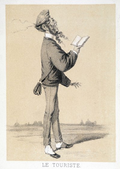 Cartoon of an English tourist around 1866. بواسطة فنان غير معروف
