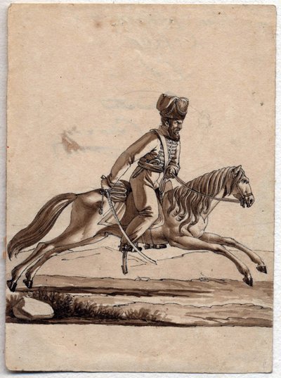 "" رئيس القوزاق (أتامان) "(أتامان القوزاق) رسم مجهول 1818 خافت 11.4x8.2 سم مجموعة خاصة بواسطة فنان غير معروف