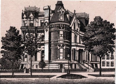 شيكاغو ، الولايات المتحدة: منظر من زاوية شارع Prairie وشارع 22nd Street. في "" العالم يوضح 168 مشاهدة "" غير مؤرخ (أواخر القرن التاسع عشر) بواسطة فنان غير معروف
