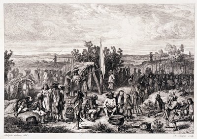 Chouans au bivouac - في "" بريتاني القديمة والحديثة "بقلم بيتر شوفالييه ، تحرير و. كوكبيرت بواسطة فنان غير معروف