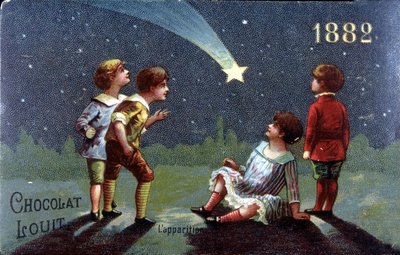 Chromolithography Chocolat Louit من عام 1882. يتمنى الأطفال ظهور النجم. بواسطة فنان غير معروف