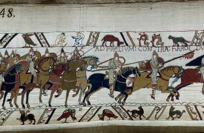 غزو إنجلترا من قبل الدوق النورماندي ويليام الفاتح (1027-1087) عام 1066: تقدم جيشه نحو جيش هارولد الثاني أ هاستينغز. بواسطة فنان غير معروف