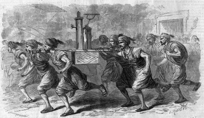 القسطنطينية - تنظيم خدمة مضخات الحريق (إطفائي) عام 1868 بواسطة فنان غير معروف
