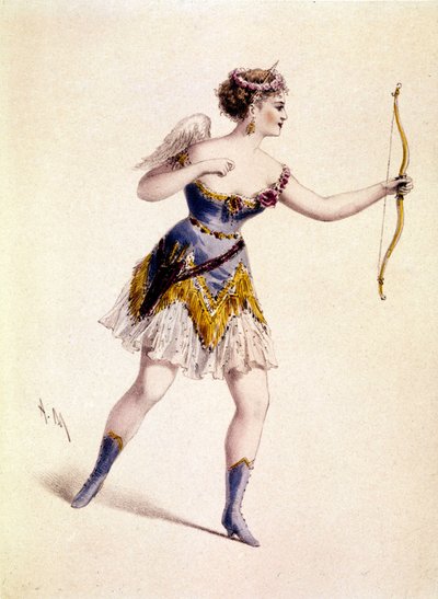 كورا بيرل (1842-1886) ، مومس إنجليزية ، في دور كيوبيد في الأوبرا "Orphee to Hell" بواسطة فنان غير معروف
