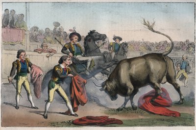 Corrida في إسبانيا: le picador - Bull Charging a Picador - نقش من عادات وتقاليد جميع شعوب الكون. هذا هو تاريخ الحكومة ، والقوانين ، والميليشيات ، ودين جميع الأمم من أبعد العصور حتى أيامنا هذه. بواسطة فنان غير معروف