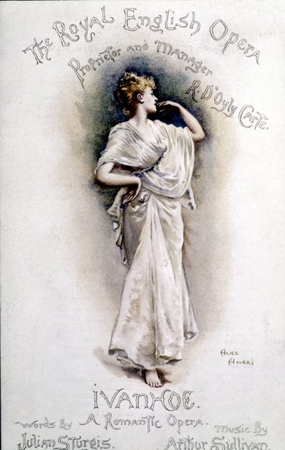 غلاف برنامج أوبرا "Ivanhoe" (بعد والتر سكوت) للملحن البريطاني آرثر سوليفان (1842-1900) في 31 يناير بواسطة فنان غير معروف
