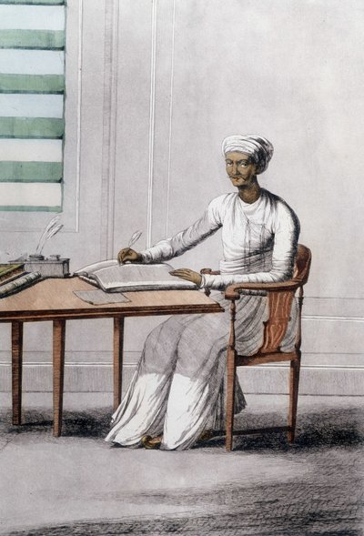 الثقافة والحضارة والمجتمع الهندي: صورة كاتب ، الهند. بواسطة فنان غير معروف