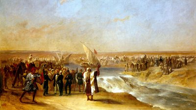 قطع الجزء الأخير من الحوض في سهل السويس بواسطة سعادة علي باشا في 15 أغسطس 1869 بواسطة غير معروف