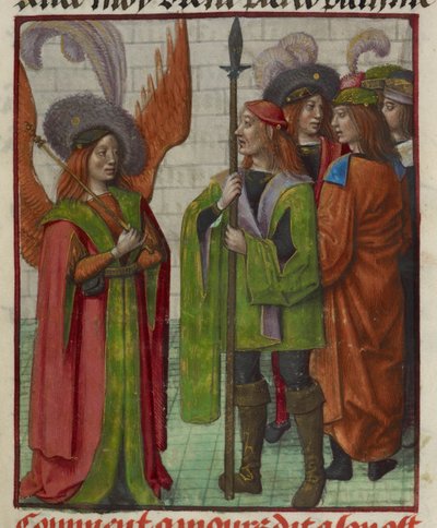 تفاصيل منمنمة أمور (الحب) وجيشه من Le Roman de la Rose بواسطة فنان غير معروف