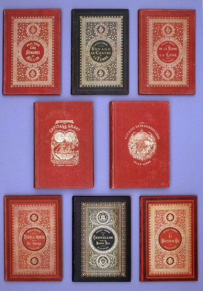أغلفة مختلفة لكتب Jules Verne المنشورة في طبعات Hetzel. مجموعة مكتبة فيرن. باريس. بواسطة فنان غير معروف