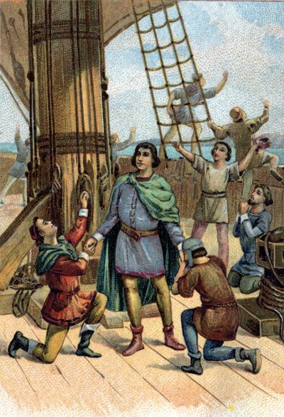 اكتشاف أمريكا بواسطة كريستوفر كولومبوس (كريستوفورو كولومبو) عام 1492. بواسطة فنان غير معروف