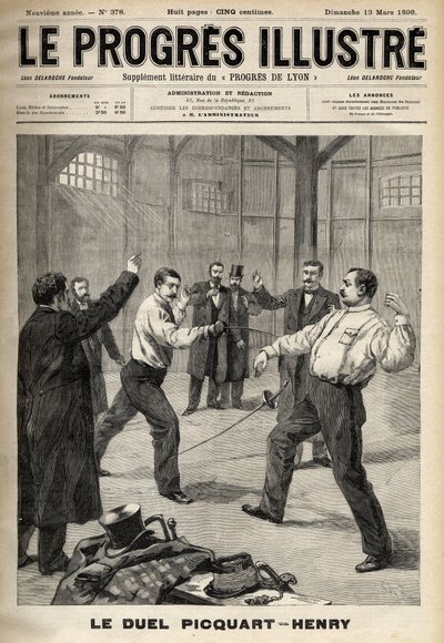 قضية دريفوس: المبارزة بين المقدم جورج بيكوارت (1854-1914) وهوبير هنري (1846-1898) بواسطة فنان غير معروف