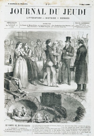 إدموند دانتس ، كونت مونت كريستو (مونتي كريستو) لديه حفل استقبال - في "" Le Journal du Thursday "من 03/05/1860 بواسطة فنان غير معروف