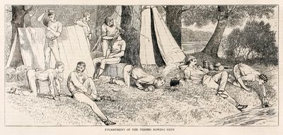 مخيم نادي التايمز للتجديف.؟ من؟ رسم تخطيطي من إطلاق البخار في Henley Regatta؟ نشرت في يوليو 1878 بواسطة غير معروف