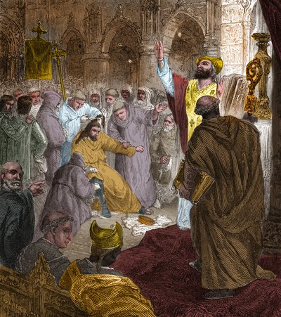 نهاية سلالة Merovingian ، 751: ترسيب الملك Childeric الثالث (714-754) بيبين الموجز (714-768). بواسطة فنان غير معروف