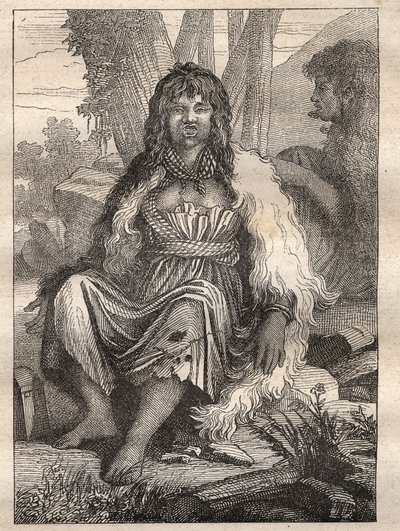 رحلة استكشافية حول العالم (1785-1788) بقلم جان فرانسوا غالوب دي لا بيروز (1741-1788): أنواع النساء في ميناء الفرنسي (ألاسكا) - رسم توضيحي مأخوذ من "" Les Grands Mariners du 18th "" بواسطة فنان غير معروف