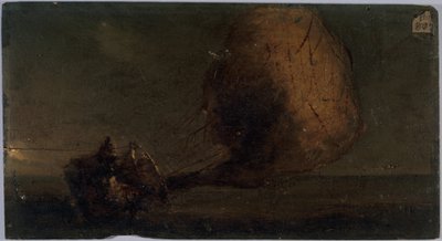 منطاد ساقط، حوالي عام 1860 (زيت على خشب) بواسطة فنان غير معروف