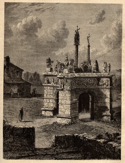 Finistere - بريتاني - Le calvaire de pleyben - Enclos paroissial de Pleyben - Pleyben Parish close - نقش في "" PATRIE - الوصف PECTUREQUIRESSE DE LA FRANCE في 6 مجلدات بواسطة لوسين هوارد - نهاية القرن التاسع عشر بواسطة فنان غير معروف