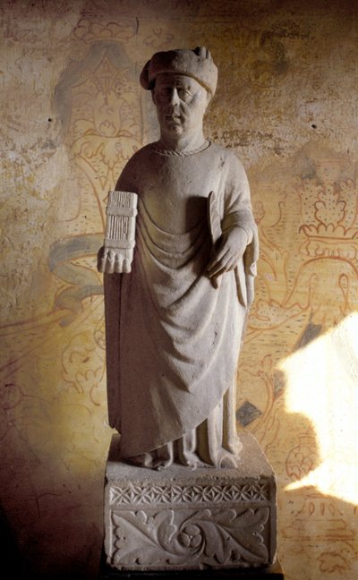 فرانشيسكو بتراركا (1304 - 1374) (بترارك) ، شاعر إيطالي. تمثال من القرن الرابع عشر. منزل بترارك في Arquà بالقرب من بادوفا. بواسطة فنان غير معروف