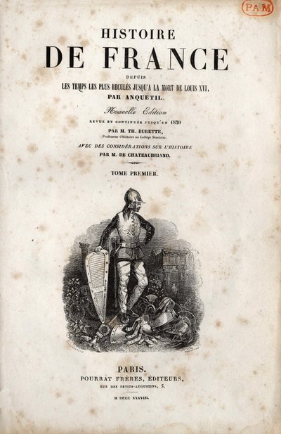 واجهة "" هيستوار دو فرانس "" لأنكيتيل. 1838. بواسطة فنان غير معروف