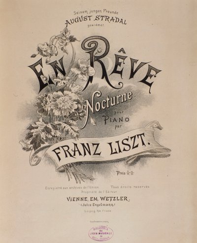 مقدمة مقطوعة "En reve" بقلم فرانز ليزت (1811-1886) في بولونيا من القرن التاسع عشر ، متحف موسيقي مدني بواسطة فنان غير معروف