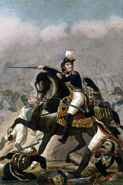 الجنرال جان لانز ، دوق مونتيبيلو (1769-1809) في معركة إيسلينج (21-22 مايو 1809) نقش القرن التاسع عشر. . ميلان بواسطة فنان غير معروف