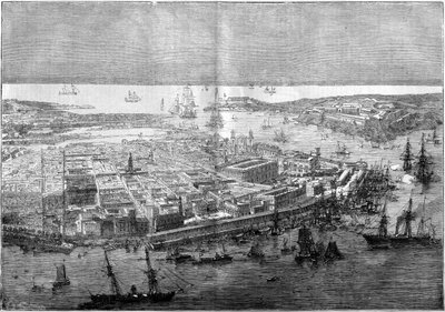 منظر عام لهافانا في عام 1862 - جهاز من الفرقة الفرنسية بقيادة الأدميرال جوريان دي لا جرافير. بواسطة فنان غير معروف