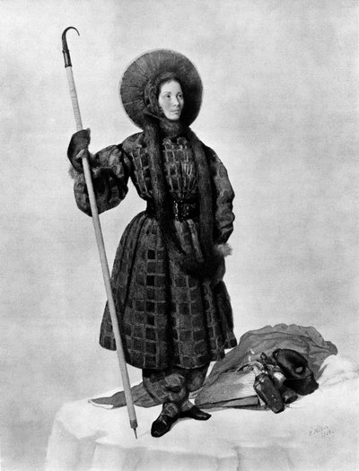 هنرييت دانجفيل أول امرأة تتسلق مونت بلانك في عام 1838. بواسطة فنان غير معروف