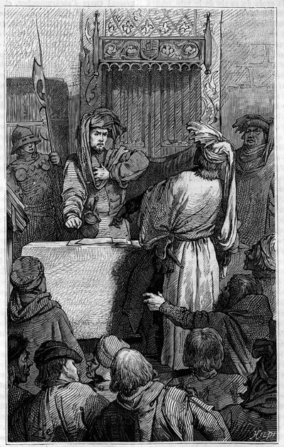 حرب المائة عام - La Jacquerie (1358): التاجر Etienne Marcel (1315-1358) و echevin Jean Maillart ، أحد قادة الحزب الملكي ، خلال Jacquerie ، ثورة الفلاحين ضد النبلاء الفرنسيين. نقش في "Le Journal بواسطة فنان غير معروف
