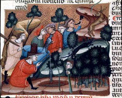 مشاهد الصيد مصغرة مأخوذة من كود جستنيان (Codex Justinianus) ، وهي مجموعة من القوانين والمؤسسات المنشورة في عهد الإمبراطور الروماني جستنيان الأول من بيزنطة (483-565) بواسطة فنان غير معروف