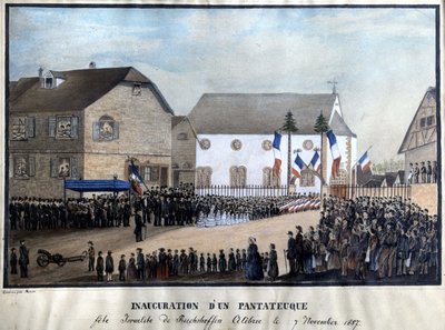 تم الاحتفال بمهرجان رايخشوفن اليهودي في خماسي الأسفار في 7/11/1857. بواسطة فنان غير معروف