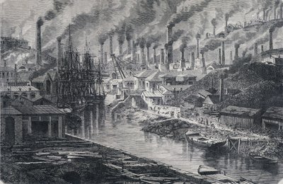 الصناعة في إنجلترا: مصنع النحاس للسيد فيفيان (مانشستر) ، "" حول العالم "، الأسبوع الثاني 1865. بواسطة فنان غير معروف