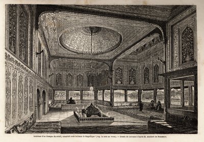 داخل كشك السراي في القسطنطينية (استانبول الحالية) ، بُني في عهد سليمان القانوني أو سليمان الأول (1495-1566) بواسطة فنان غير معروف