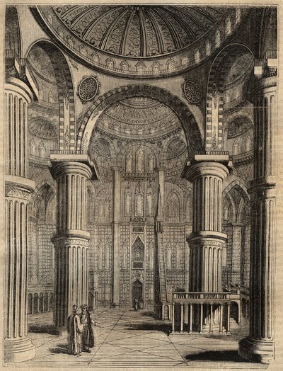 داخل المسجد الأزرق ، اسطنبول ، تركيا - 1838 - حفر - بواسطة فنان غير معروف