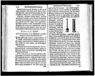 موازين الحرارة الإيطالية والهولندية صفحات من "" الرياضيات الترفيهية "بقلم جان ليوريشون (1591-1670) 1653 بواسطة فنان غير معروف