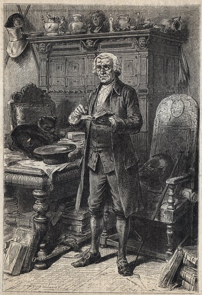 جوناثان أولدنباك (أو Aldinbbuck) - رسم توضيحي من القرن التاسع عشر لرواية "The Antiquary" بقلم والتر سكوت (1771-1832) بواسطة فنان غير معروف