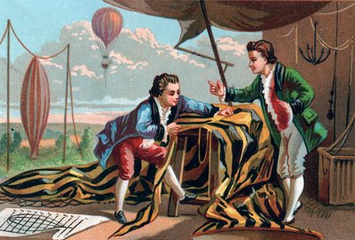 اخترع جوزيف (1740-1810) وإتيان (1745-1799) دي مونتغولفييه (إخوان) أجهزة التهوية في عام 1783. في أواخر القرن التاسع عشر الطباعة الحجرية الملونة. بواسطة فنان غير معروف