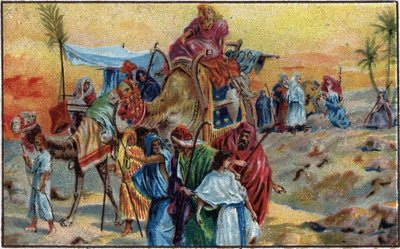 جوزيف سولد من إخوته - باع يوسف من قبل إخوته (تكوين 37.1-36) - الطباعة الحجرية الملونة في نهاية القرن التاسع عشر. بواسطة فنان غير معروف