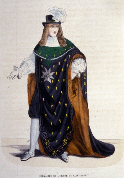 فارس من وسام الروح القدس (وسام الروح القدس) التي أسسها هنري الثالث في 1578. نقش من القرن التاسع عشر. بواسطة فنان غير معروف