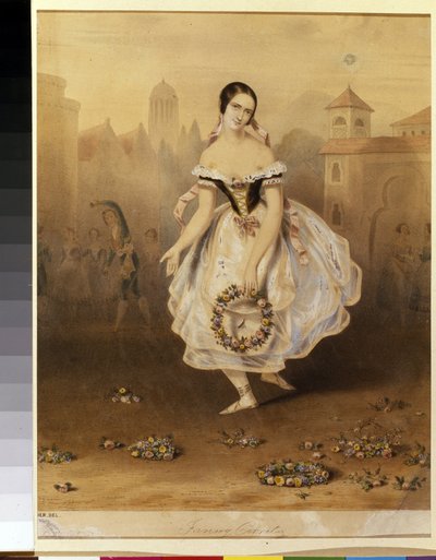 راقصة الباليه الإيطالية فاني (فرانشيسكا) سيريتو (1817-1909) (راقصة الباليه فاني سيريتو). طباعة حجرية مجهولة ، أواخر عام 1830. الكلاسيكية الجديدة في القرن التاسع عشر. متحف الدولة للمسرح وفنون الموسيقى ، سانت بطرسبرغ. بواسطة فنان غير معروف