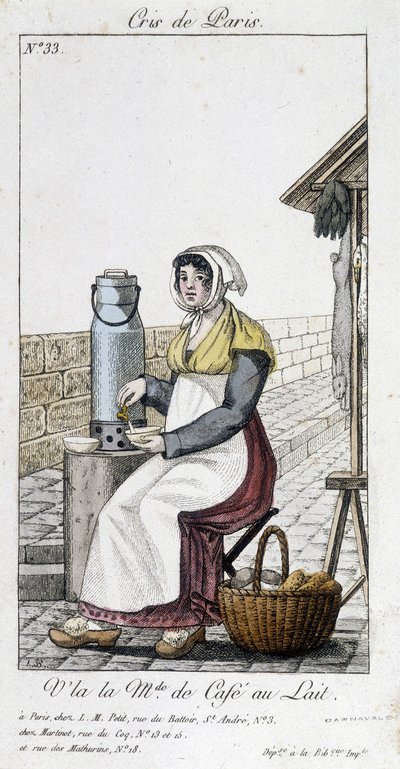 La merchant de café au lait - في "" Cris de Paris " بواسطة فنان غير معروف