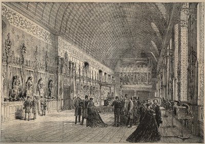 غرفة الأسلحة في chateau de Pierrefonds - استعادة بواسطة نقش Viollet-Leduc (Viollet Leduc) لعام 1880 بواسطة فنان غير معروف