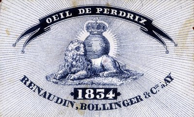 تسمية "" عين الحجل - Renaudin ، Bollinger & Cie à AY - 1834 "". بواسطة فنان غير معروف