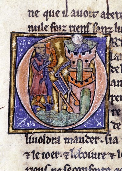 لانسلوت في أعلى برج. مخطوطة: غزو القديس غريال ، كتبت بعد 717 سنة من آلام سيدنا. Bibliotheque Municipale de Rennes، ms. 255 (مجموعة روايات المائدة المستديرة) ؛ باريس بواسطة فنان غير معروف
