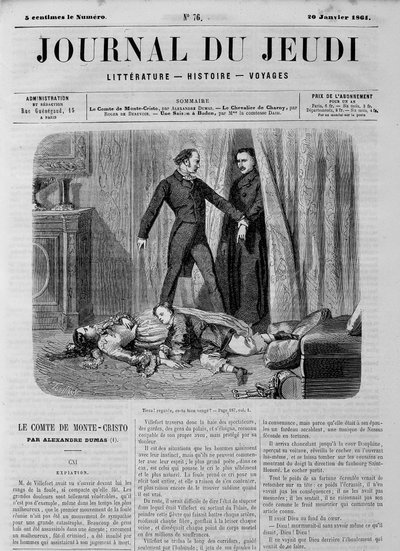 كونت مونت كريستو (مونتي كريستو) - في "" Le Journal du Thursdaydays "" بتاريخ 20/01/1861 بواسطة فنان غير معروف