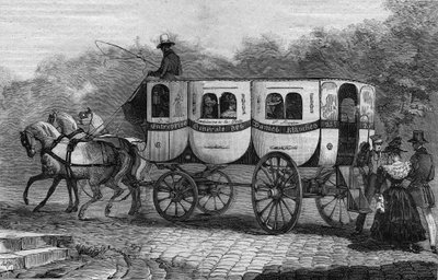 Les Omnibus de Paris في القرن التاسع عشر: la dame blanche - نقش من عام 1892 بواسطة فنان غير معروف