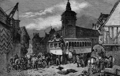 Les Omnibus de Paris في القرن التاسع عشر: تحتوي السيارة على 60 مقعدًا - نقش من عام 1892 بواسطة فنان غير معروف