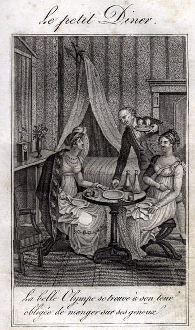 عشاء قليل. أوليمب دي جوج (1748-1793) ، سيدة أدبية فرنسية وثورية مع سيلين إحدى صديقاتها. بواسطة فنان غير معروف