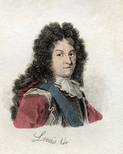 لويس الرابع عشر (لويس ديودون 1638-1715) ملك فرنسا ونافار. من كتاب Crabbs Historical Dictionary المنشور عام 1825 بواسطة فنان غير معروف